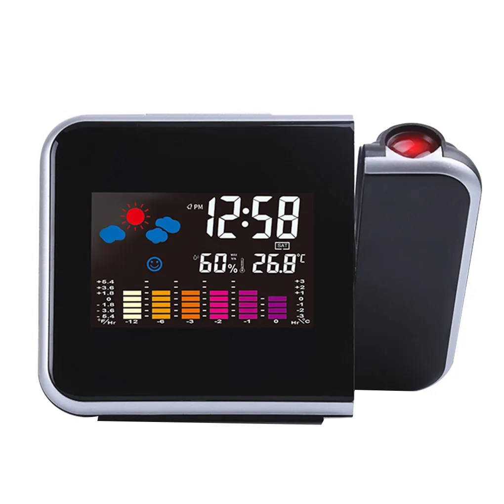 

Projection LED Alarm Clock Digital Date Snooze Function Weather Thermometer Humidity Backlight Projector Desk Table Led Clock