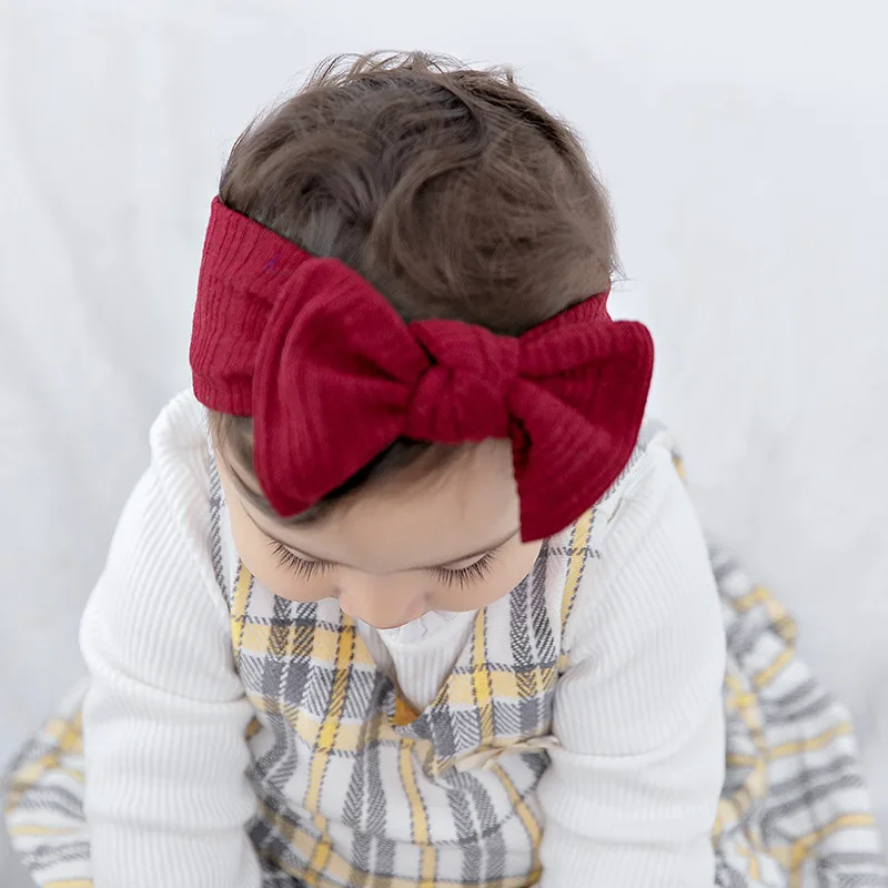 

Baby Headband Cotton Girls Wide Headwrap Big Bows Children Ear Warmer Hairbands Candy Color Newborn Turban Soft Headbands