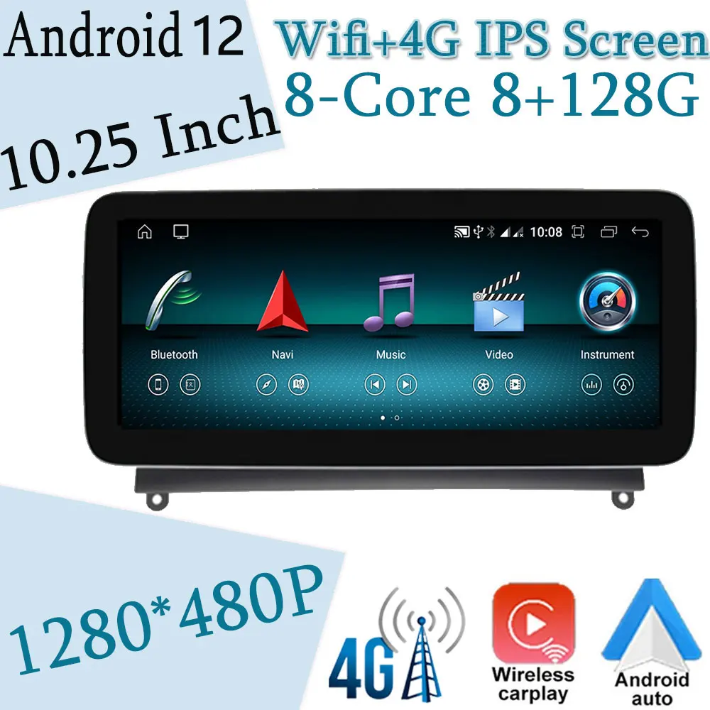 

For Mercedes Benz W204 S204 2008-2010 10.25'' IPSTouch Screen Android 12.0 System Carplay Auto Stereo GPS Navigation Video Radio