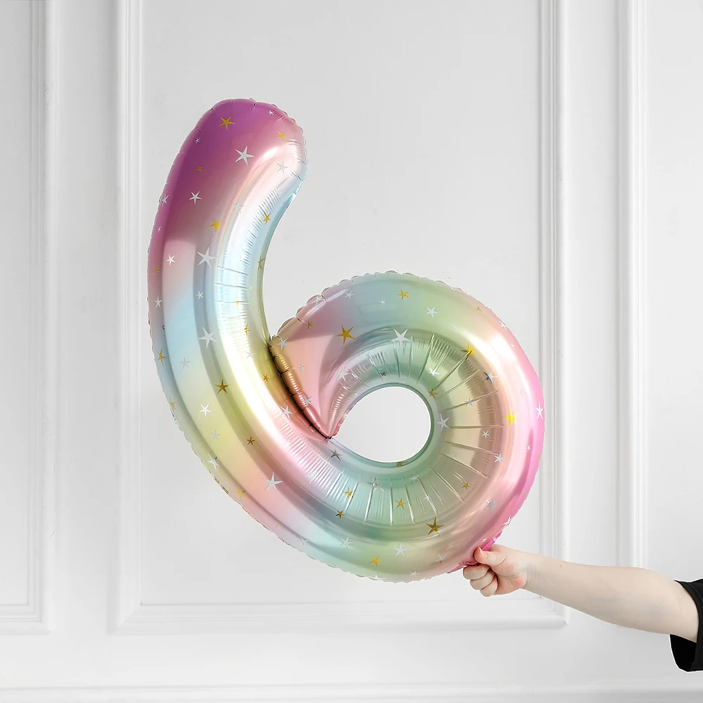 

Фольгированный воздушный шар Globos 40 дюймов с радужной звездой и цифрами