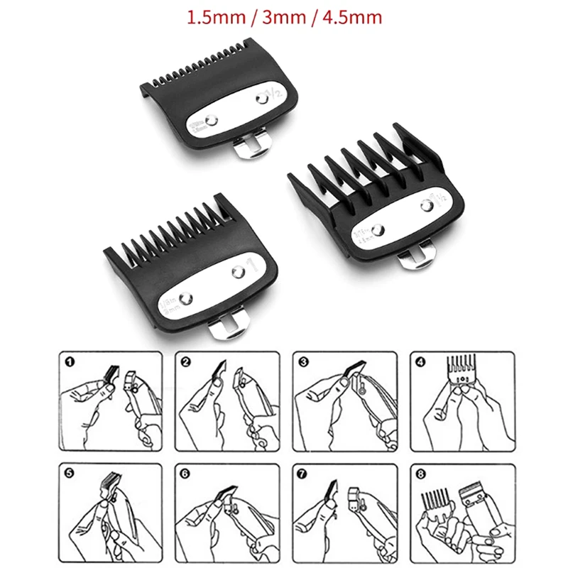 

2/3pcs Professional Cutting Guide Comb Hair Clipper Limit Comb With Metal Clip Hairdressing Appliances And Tools