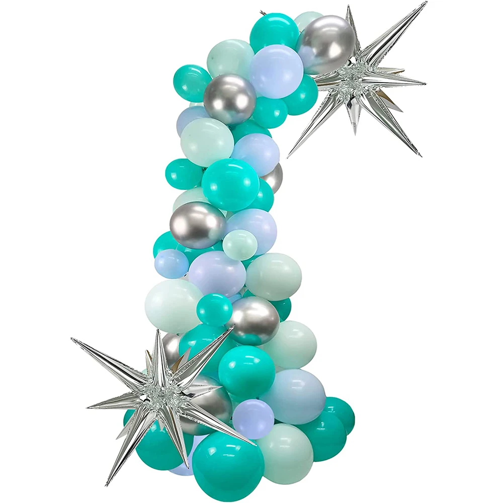 

Teal Tiffany Blue Turquoise Balloon Arch Garland Kit Silver Explosion Star Foil Ballon 1st Birthday Party Decoration Baby Shower