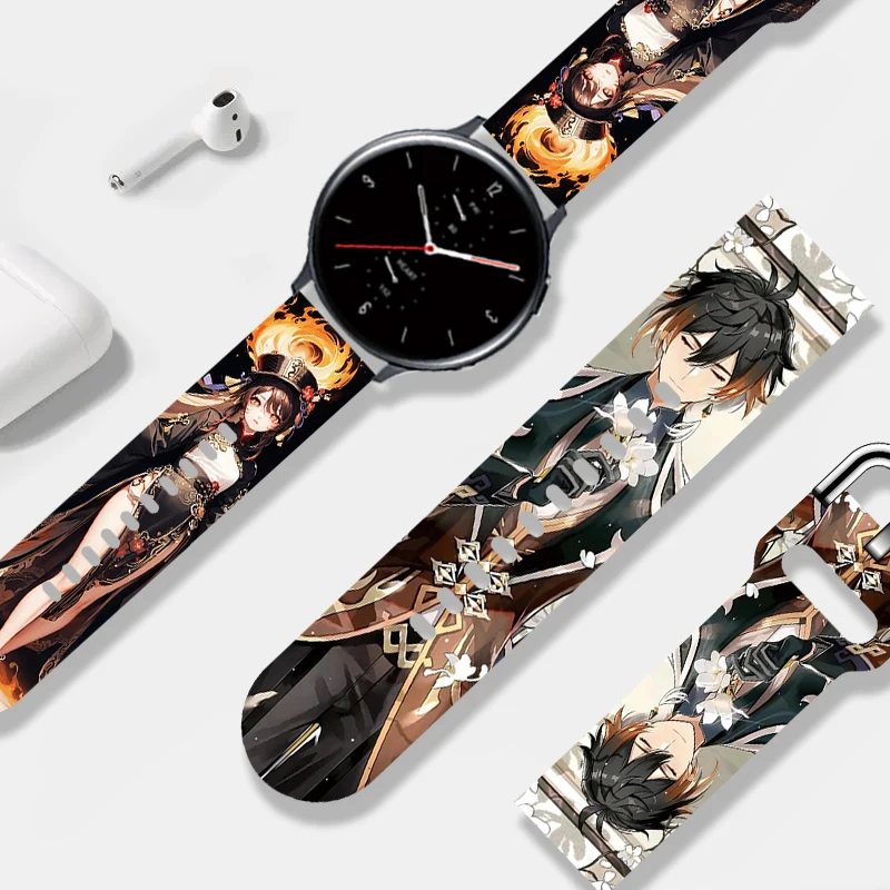 

20mm Strap for Samsung Galaxy Watch 4 40mm 44mm 4Classic 42mm 46mm Silicone Printed Band Replaceable Bracelet 22mm for 5Pro 45mm