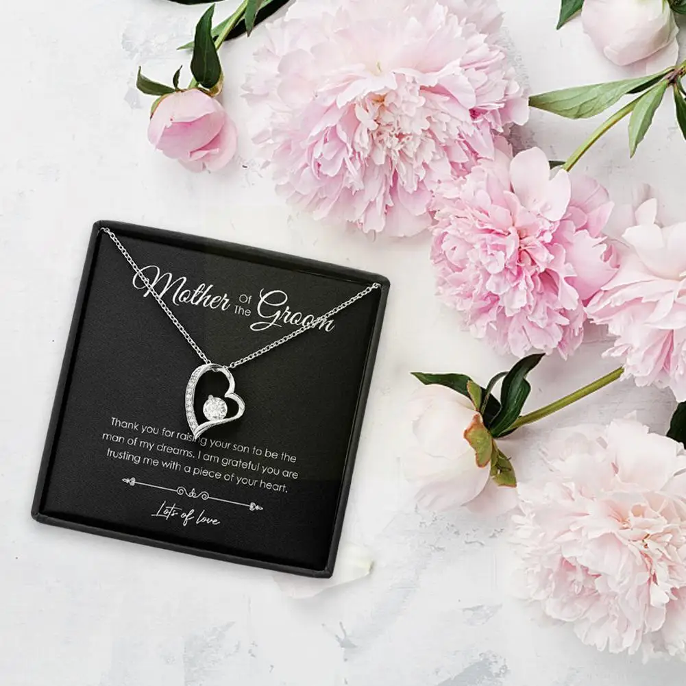 

Heart Pendant Necklace Mother's Day Gift Woman Charm With Jewelry Gold Mom Necklace Fashion Silver Greeting Card Bir X0v3