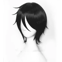 kuroshitsuji black butler sebastian michaelis short black heat resistant anime cosplay costume wig track wig cap