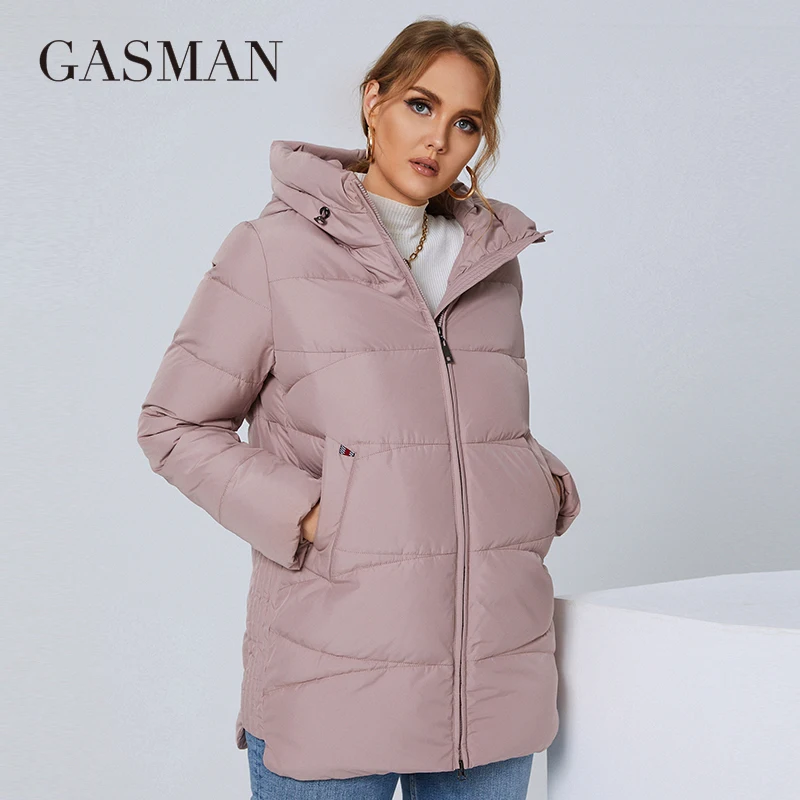 GASMAN 2022 Женская Куртка розовая модная теплая женская зимняя пуховая куртка с капюшоном с аппликацией женская брендовая Высококачественная ...