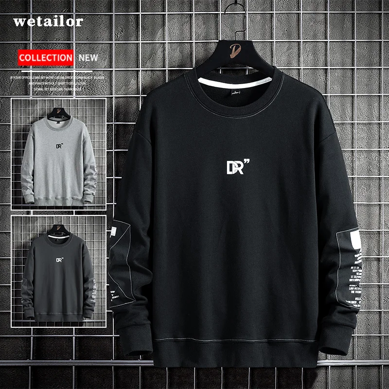 Spring/Autumn Fashion Wetailor Crewneck Sweatshirt Graphic Patchwork 's Top Shirt for Men Pullover Clothing