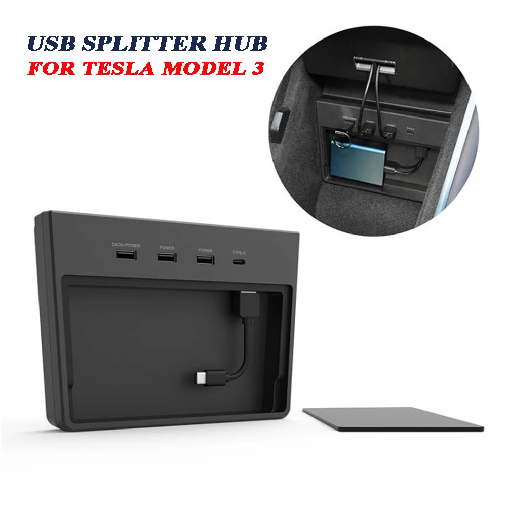 

For Tesla Model 3 Accessories 2017 to May 2020 USB Splitter Hub USB Splitter Hub Docking Station Speed Max Hub Extender Charger