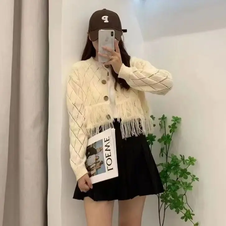 Осенний кардиган женский многослойный вязаный тонкий осенний дизайн с