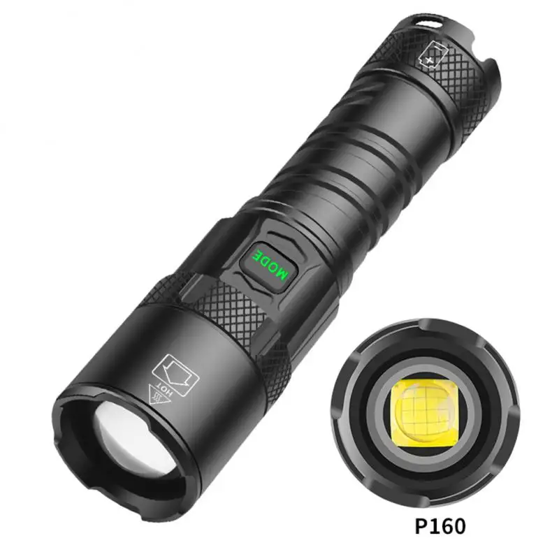 

XHP160 LED Bright Flashlight Rechargeable Power Display Zoom Portable Flashlight Waterproof Camping Tent Fishing Lamp Torch