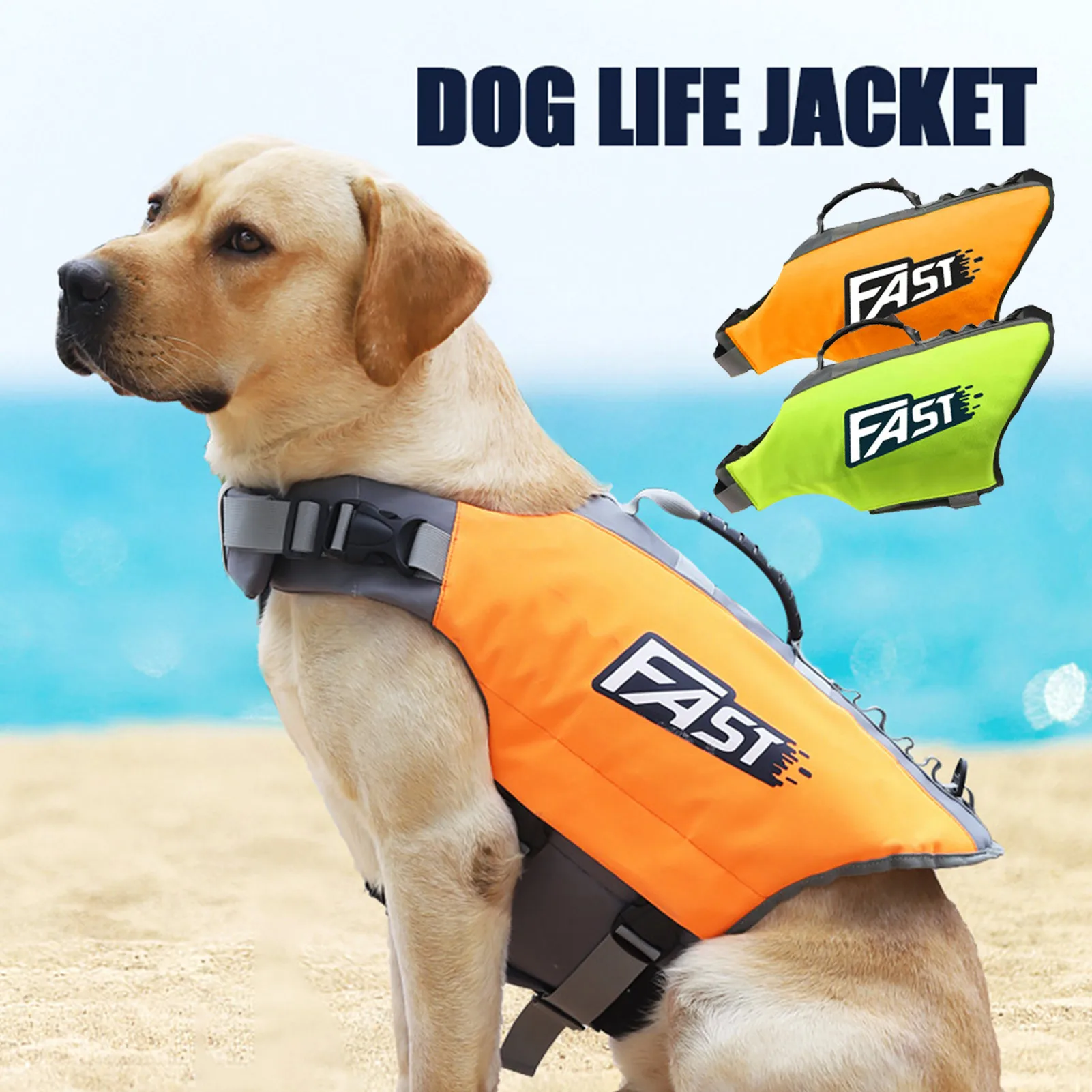 

Ripstop Dog Life Ja-ckets Adjustable Preserver Vest with Enhanced Buoyancy & Rescue Handle Dog Life Vest Swimming Safety