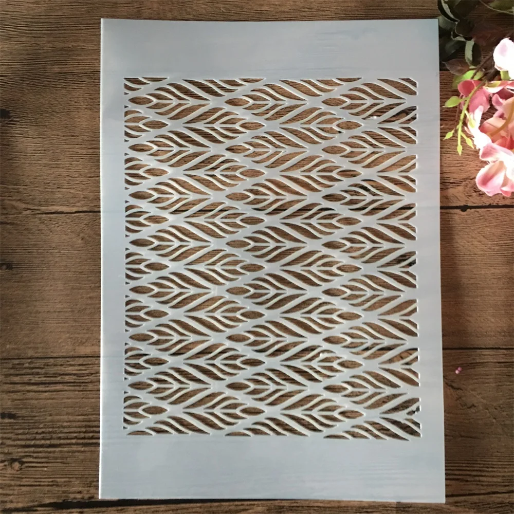 

Трафареты A4 с принтом травы и перьев, 29 см, для творчества, слойные трафареты, рисунок, раскраска для скрапбукинга, декоративный шаблон