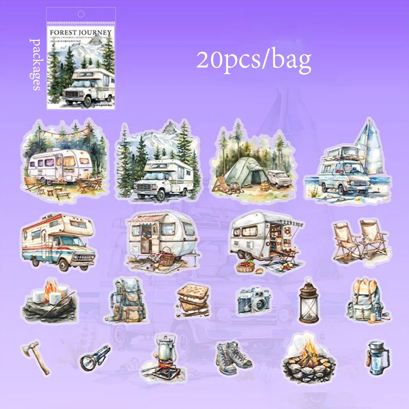 

Бумага, 6 стилей, 20 шт./пакет, лесная тематическая наклейка для домашних животных, сумка для кемпинга, производство сцены, коллаж, декоративный материал, наклейка, подарки