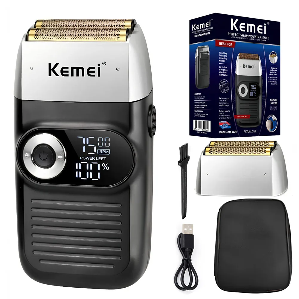 

Original Kemei Powerful Barber Pro Electric Shaver For Men Hair Beard Electric Razor Balds Head Shaving Machine KM-2026