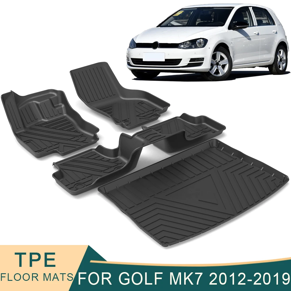 

Автомобильные коврики для VW Volkswagen Golf Mk7 2012-2019, всесезонные коврики из ТПЭ для ног, водонепроницаемые коврики для подноса, аксессуары для интерьера