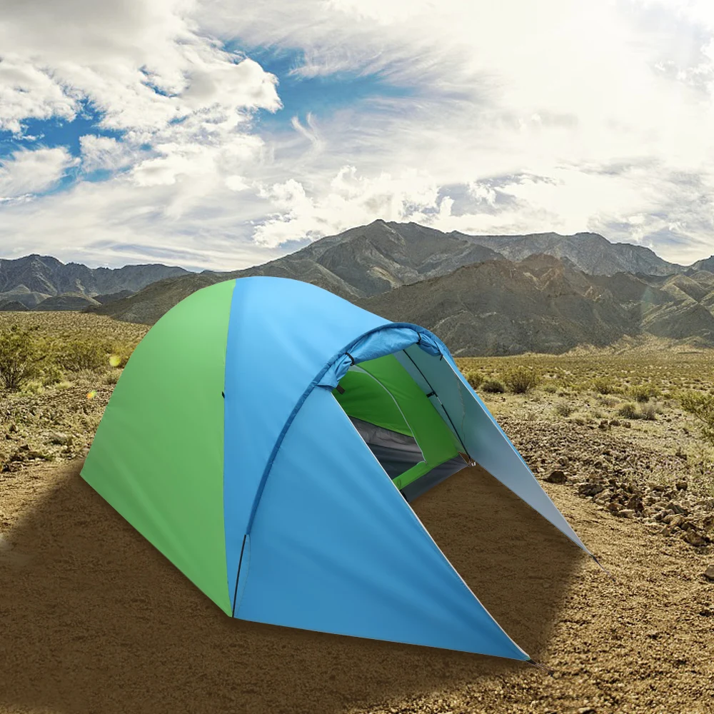 

Двухслойная семейная кемпинговая палатка на 4 человек, уличная мгновенная кабина, палатка для пешего туризма, походов, синяя и зеленая