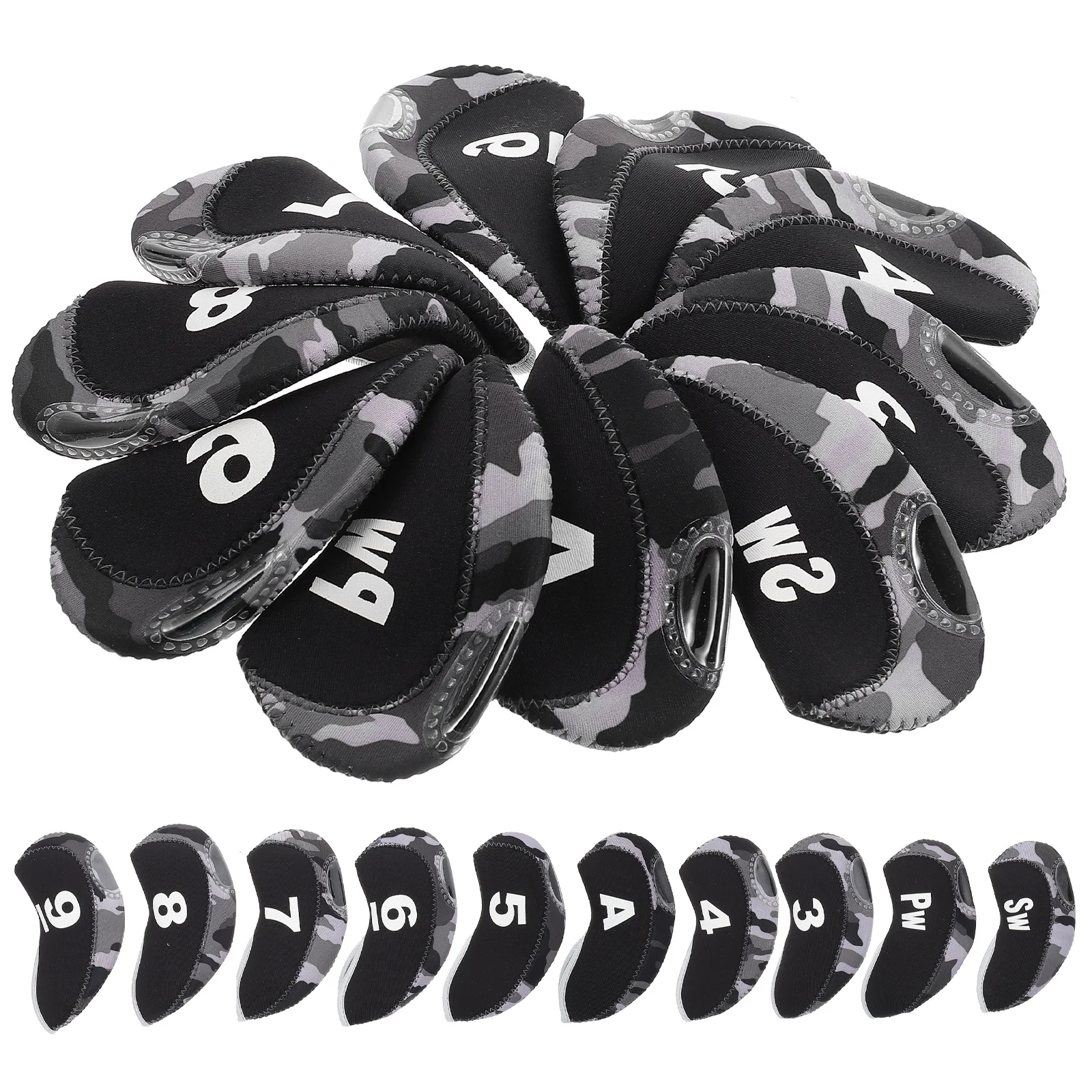 

10 Pcs Head Cover Protector Putter Hardcore Set Neoprene Mallet Headcover Club Golfs Rod Protective Case