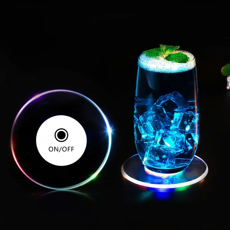 

Led Coaster Cup Holder Hookah Base Acrylic Shisha Mat Table Placemat Glass Bottle Creative Round Pad Home Kitchen Decoration