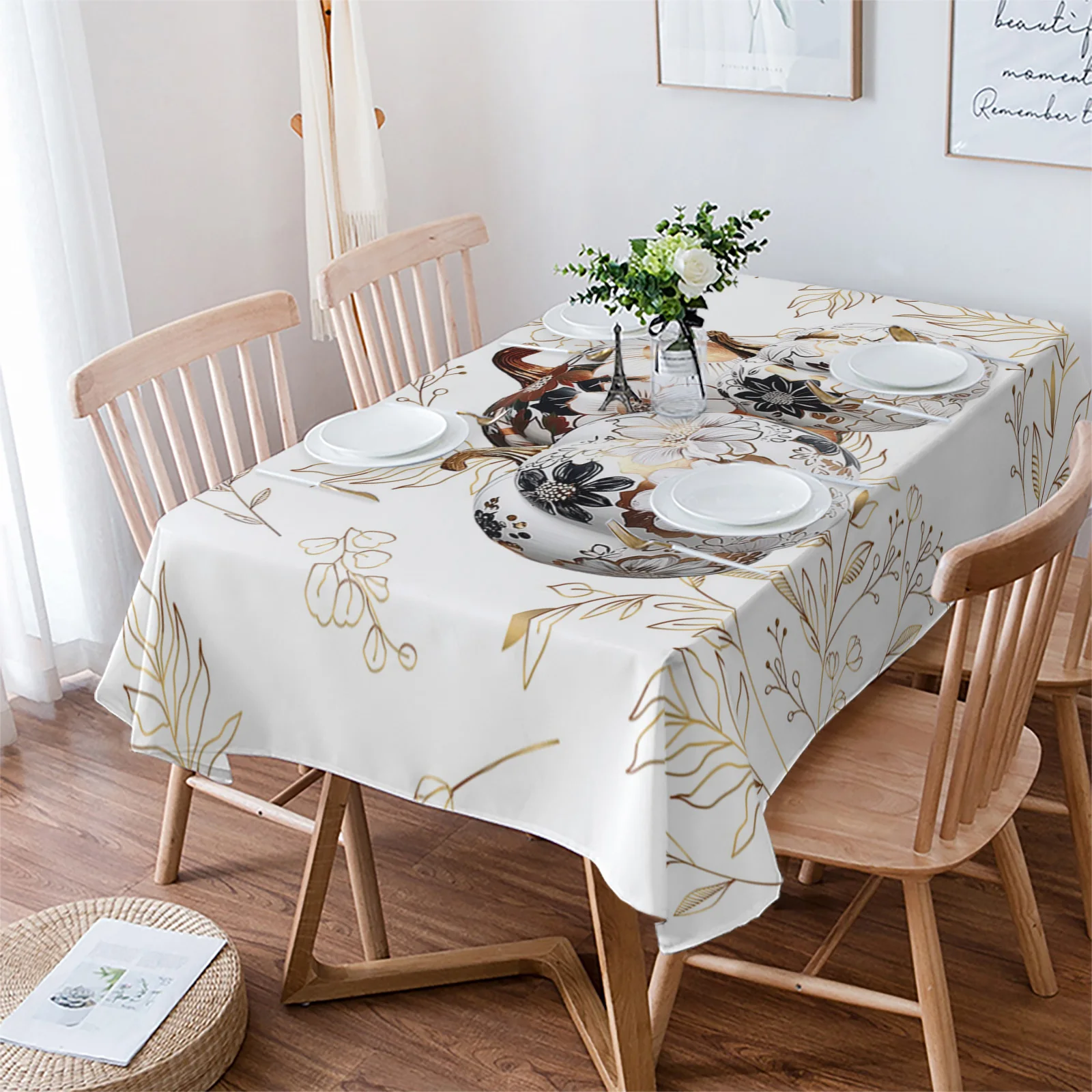 

Осенняя скатерть для стола в виде тыквы на День Благодарения, водонепроницаемая обеденная скатерть, кухонный декоративный чехол для стола