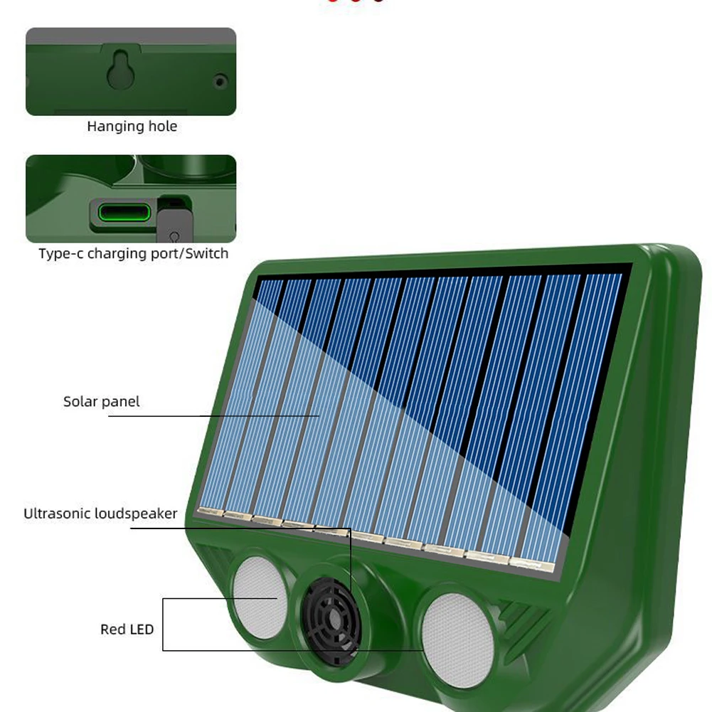 Ультразвуковой драйвер для животных на солнечной энергии с красной и белой