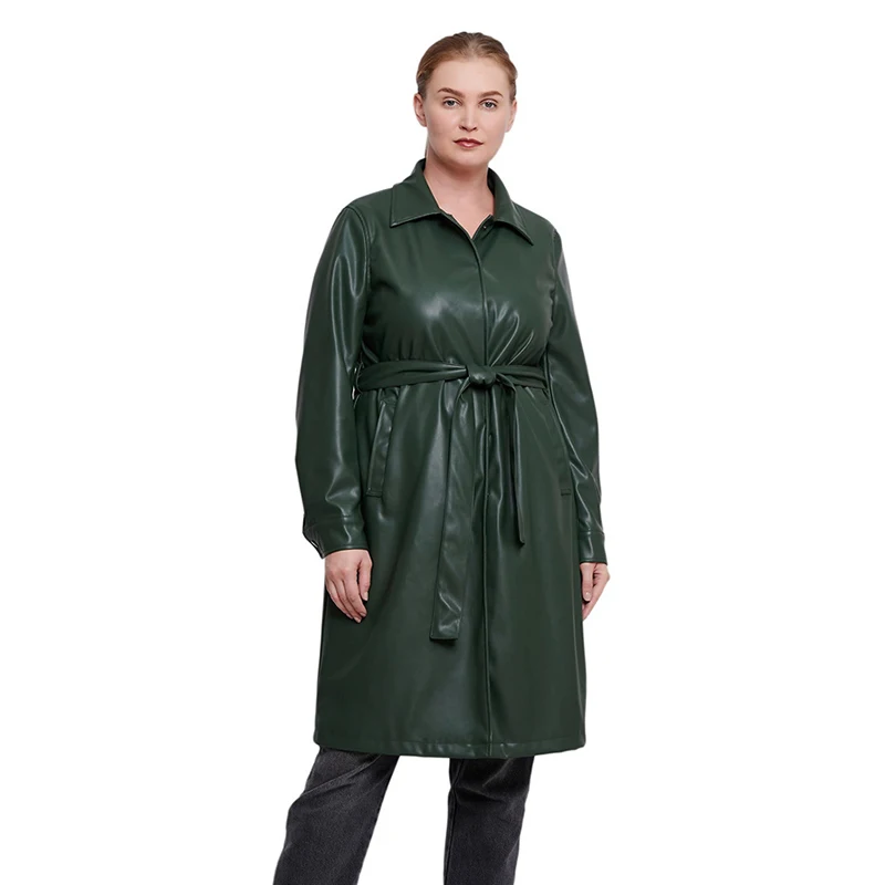 

Женский Тренч, куртки поло, воротник из искусственной кожи, уличная одежда, длинные пальто для дам, водонепроницаемый легкий уличный Тренч н...