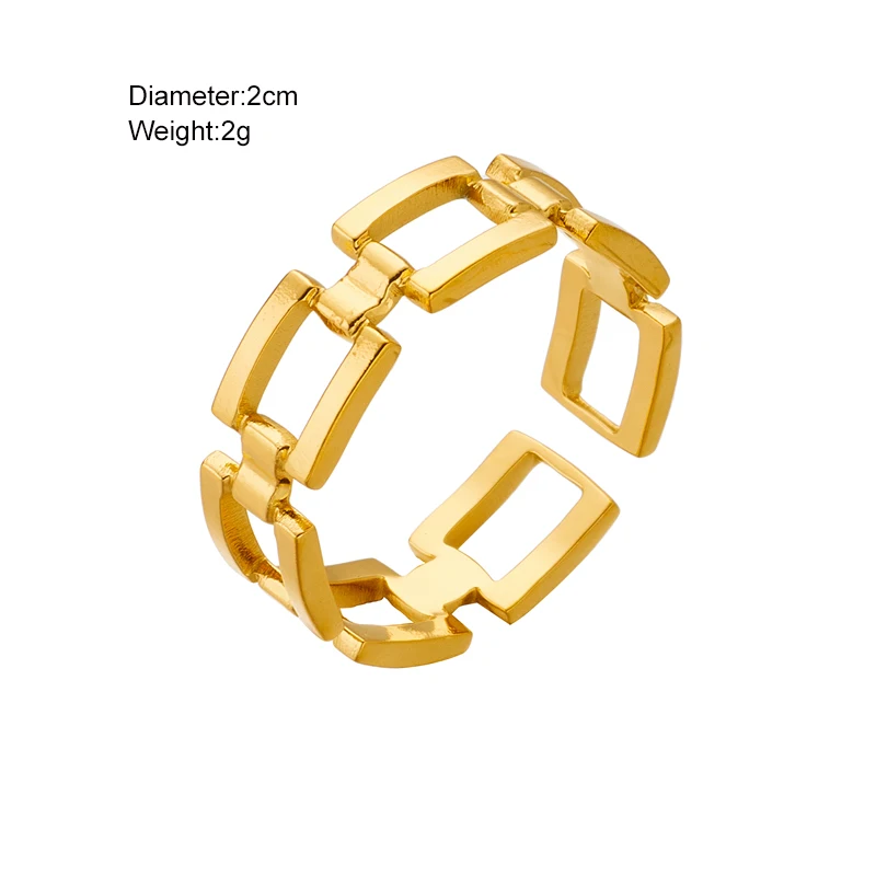 Диейуро 316L сталь нержавеющая золотого цвета геометрическое кольцо для женщин прямоугольное пустотелое кольца классического ювелирного подарка для девочек