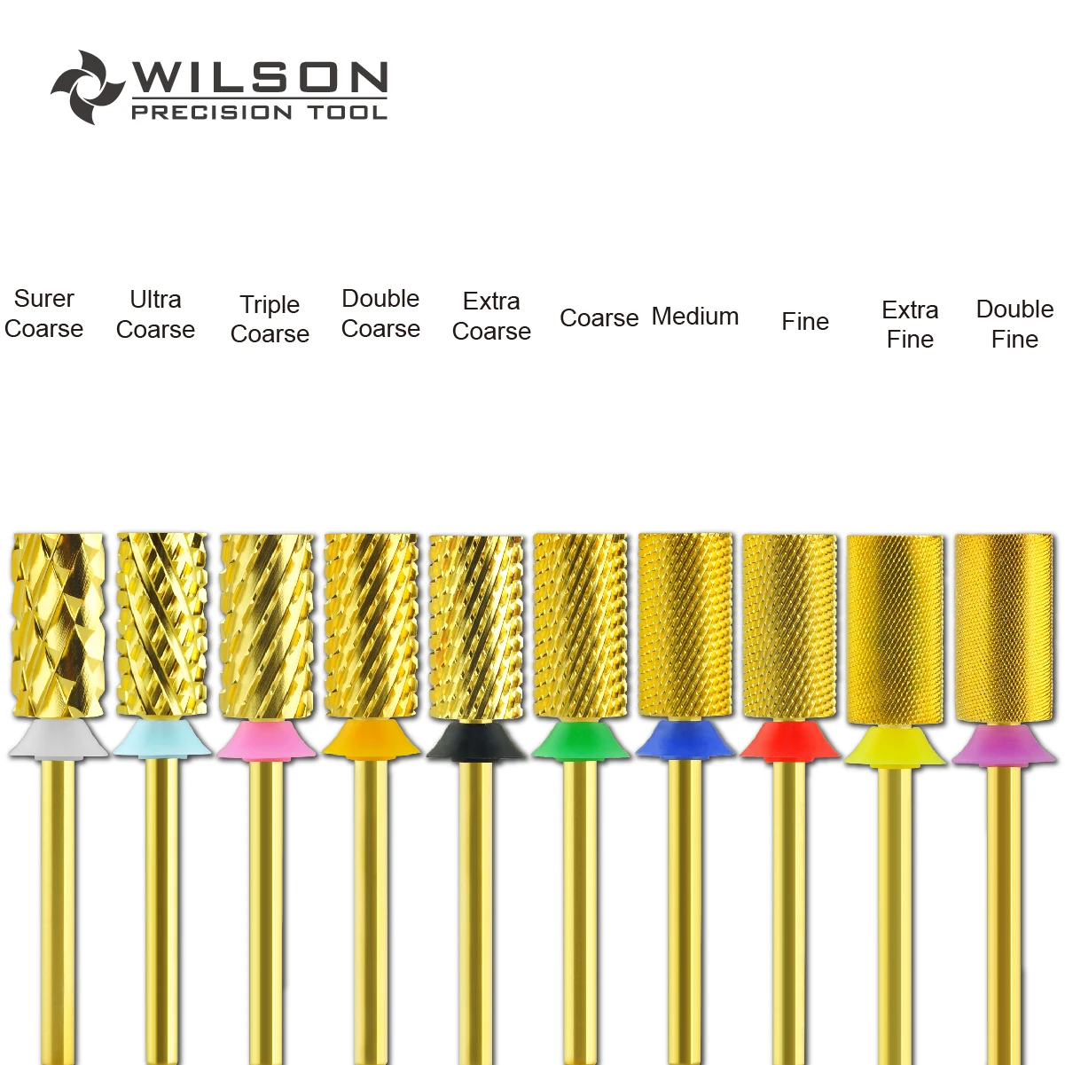 Large Barrel - Gold/Silver - WILSON Tungsten Carbide Nail Drill Bit Electric Manicure Drill & Accessory