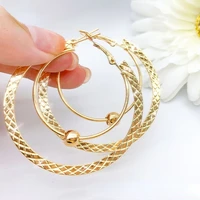 simple double layer big hoop gold jewelry stud earrings fashion ladies french retro large earrings banquet wedding gifts