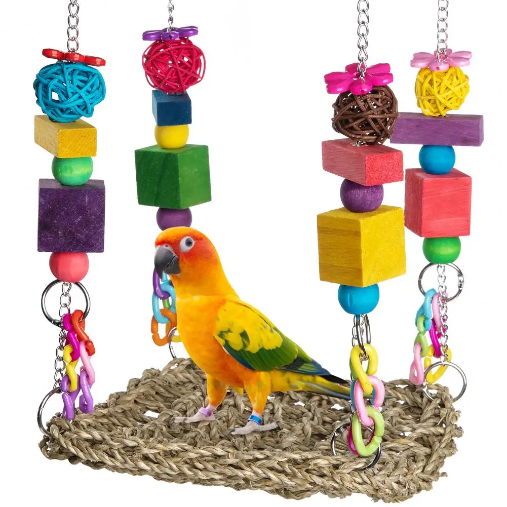 

Safe Bird Toys for Small Birds Colorful Parrot Swing Toy with Durable Wooden Grinding Mouth for Climbing Chewing for Lovebirds