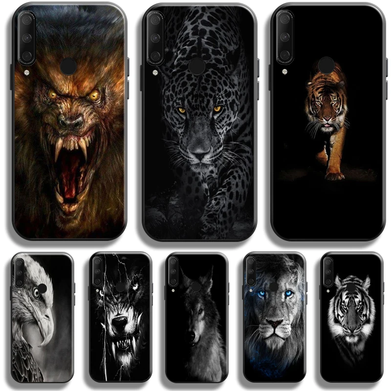 

Lion Eagle Dog Tiger Cat Wolf Phone Case For Huawei Honor 9X 8X 7X Pro For Honor 10X Lite Case Carcasa TPU Back Black