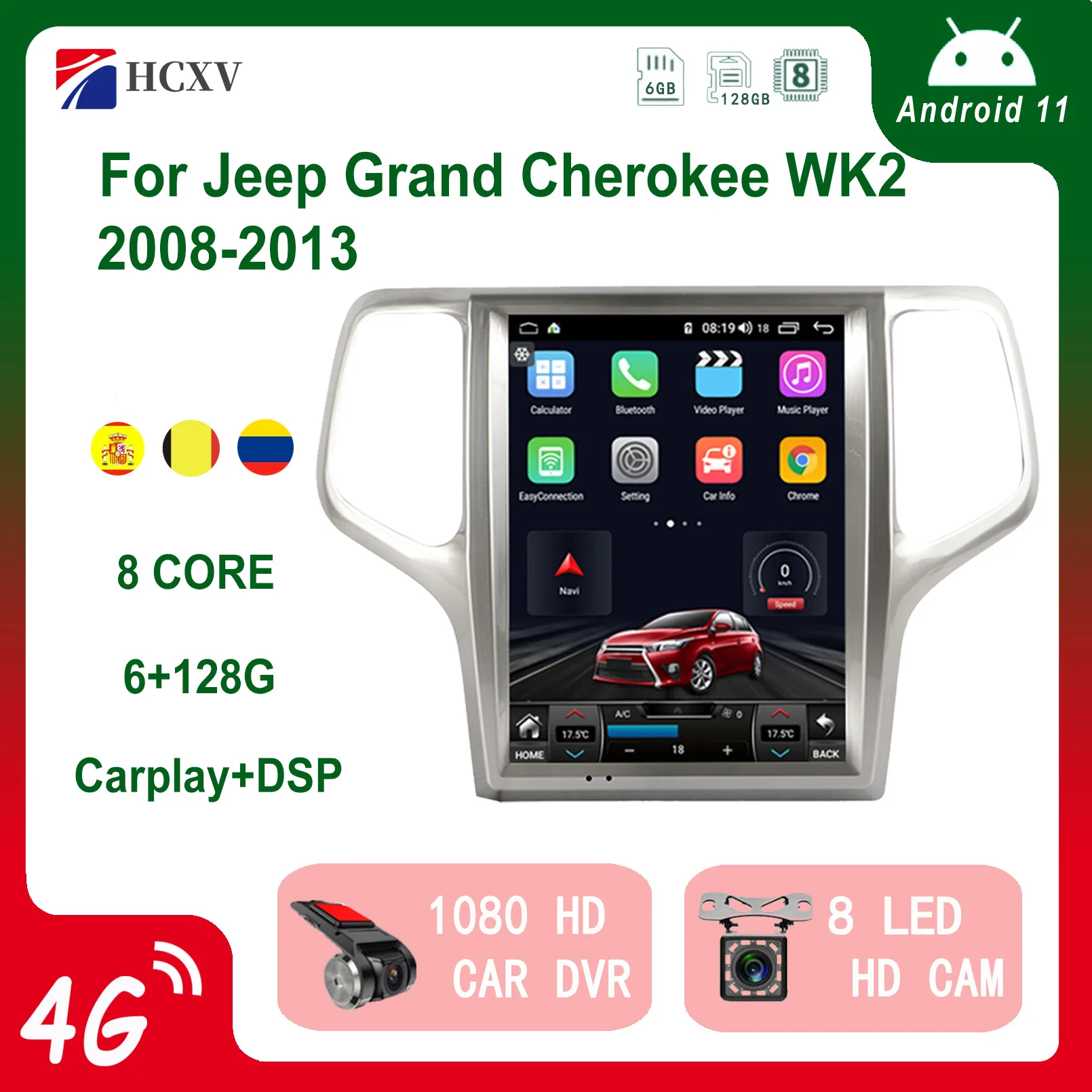 

Вертикальный экран Tesla Android для Jeep Grand Cherokee WK2 автомобильный мультимедийный плеер GPS-навигация радио головное устройство авто стерео