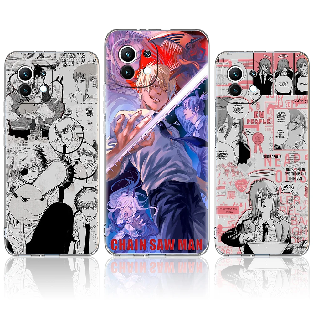 

Anime Chainsaw-Man Transparent Phone Case for Xiaomi Mi 11 Ultra 12 11T 11X 11i Lite Poco X3 X4 NFC F3 GT M4 Pro Soft Shell TPU