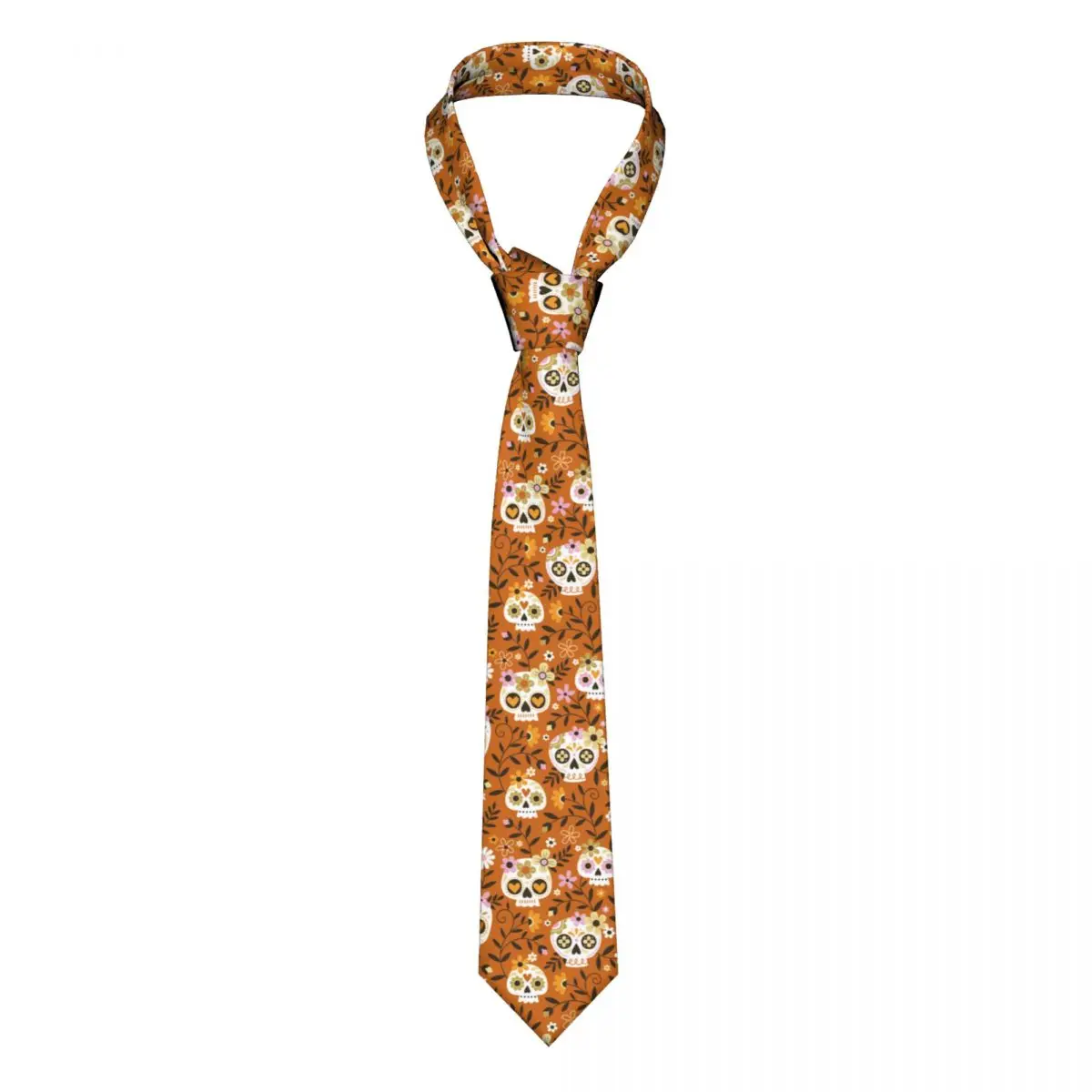 

Hand Drawn Cute Sugar Skulls Flowers Neckties Men Silk Polyester 8 cm Narrow Fun Ghostly Neck Ties Shirt Accessories Gravatas