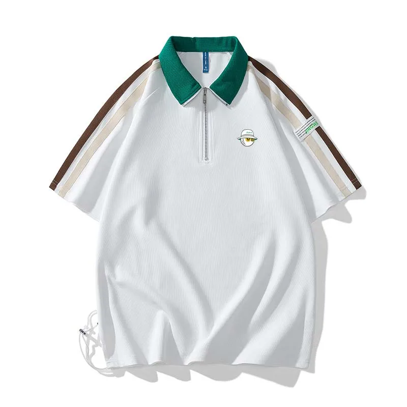 Men's Polo Golf Wear T Shirt Zipper Summer Loose Versatile Men Lapel Casual Fashion Top 2023