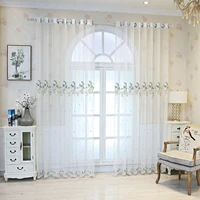 2022 white embroidered floral tulle curtains for living dining bedroom sheer window curtain ready made kitchen shower door