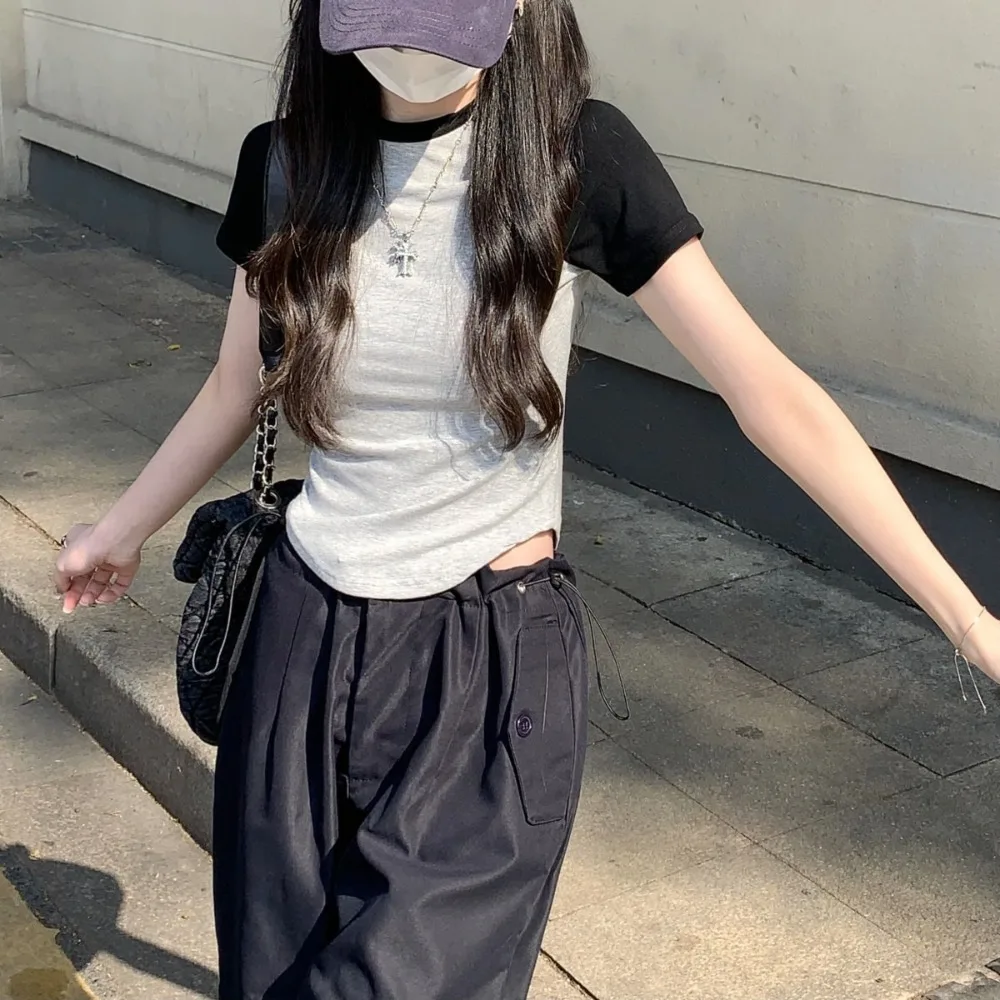 Модная летняя футболка с короткими рукавами студенческая модная тонкая