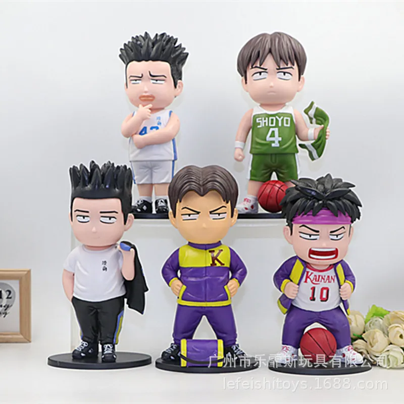 

5pcs/set Color Large Slam Dunk Comic SHOHOKU Basketball Team Sakuragi Rukawa Kaede Figure 16CM Toy Model Doll Ornament Gift