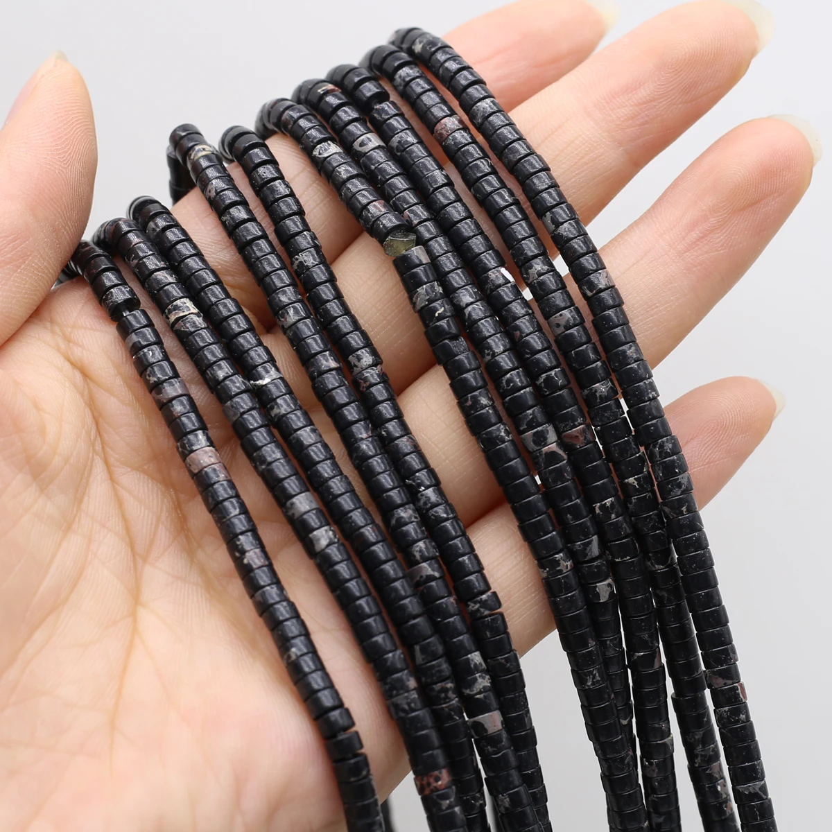 

Natural Black Emperor Stone Beads Cylindrical Loose Round Tube Spacer Beads For Jewelry Making DIY Bracelet Necklace 15" Strand