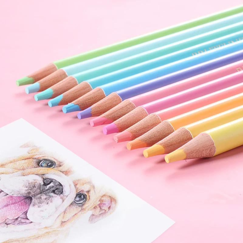 

12 Color Macaron Colored Pencils Softened Wood Colored Pencils Vivid Color Pastel Coloring Adult School Supplies Student Gifts