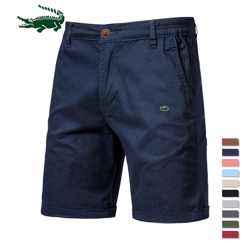 

2023 New Summer 100% Cotton Solid Sorts Men i Quality Casual Business Social Elastic Waist Men Sorts 10 Colors Beac Sorts