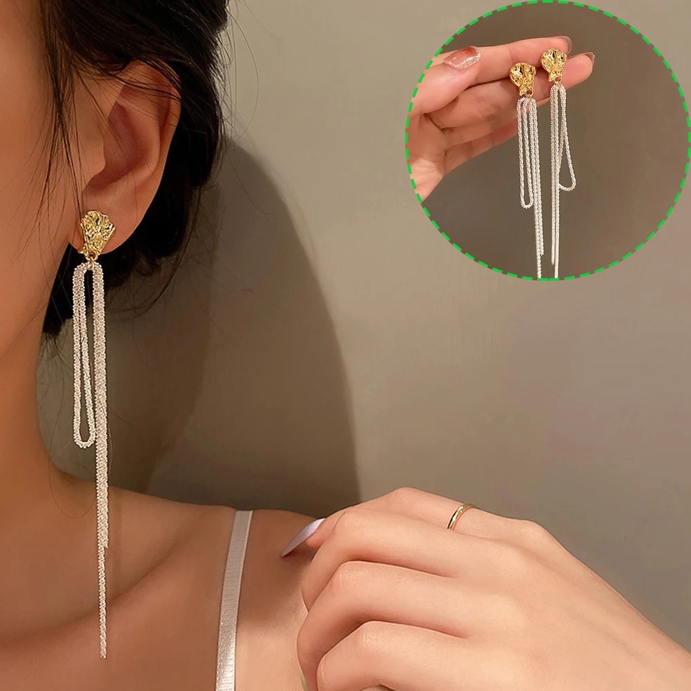 

2022 New Silver Color Long Tassel Dangle Earrings For Women Wedding Drop Earring Fashion Jewelry Gifts