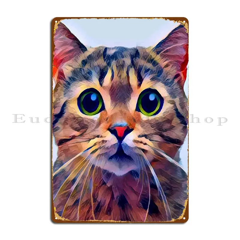 

Cute Kitten Eyes Metal Signs Rusty Painting Wall Plaque Customize Plaques Tin Sign Poster