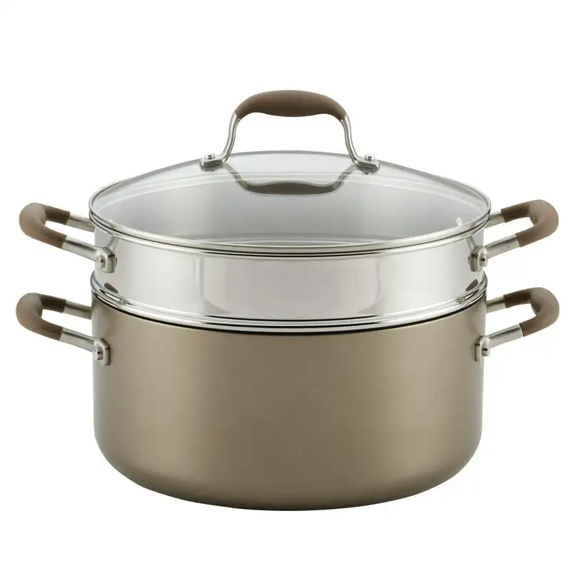 

Advanced Umber Hard-Anodized Dutch Oven Multipurpose Steamer Set, 8.5 Quart, Light Brown
