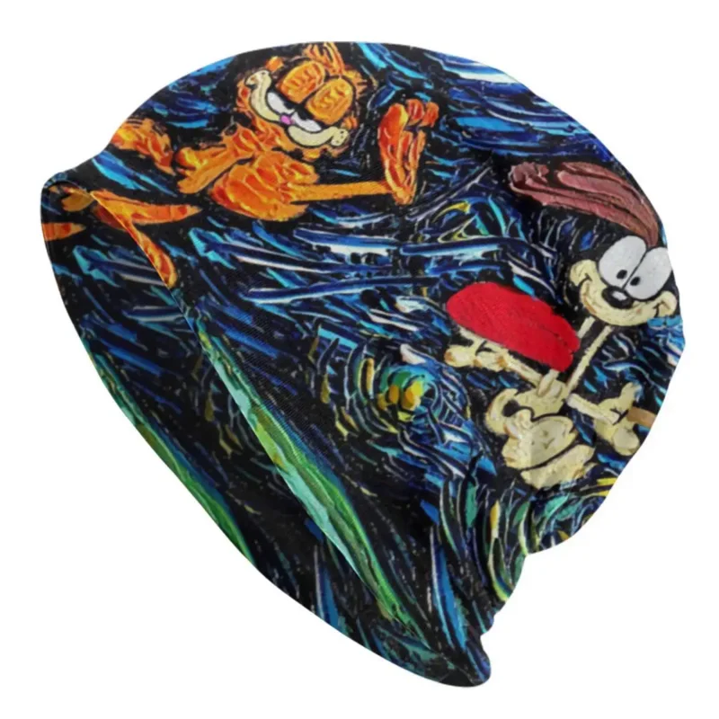 

Вязаная Шапка-бини с котом для мужчин и женщин