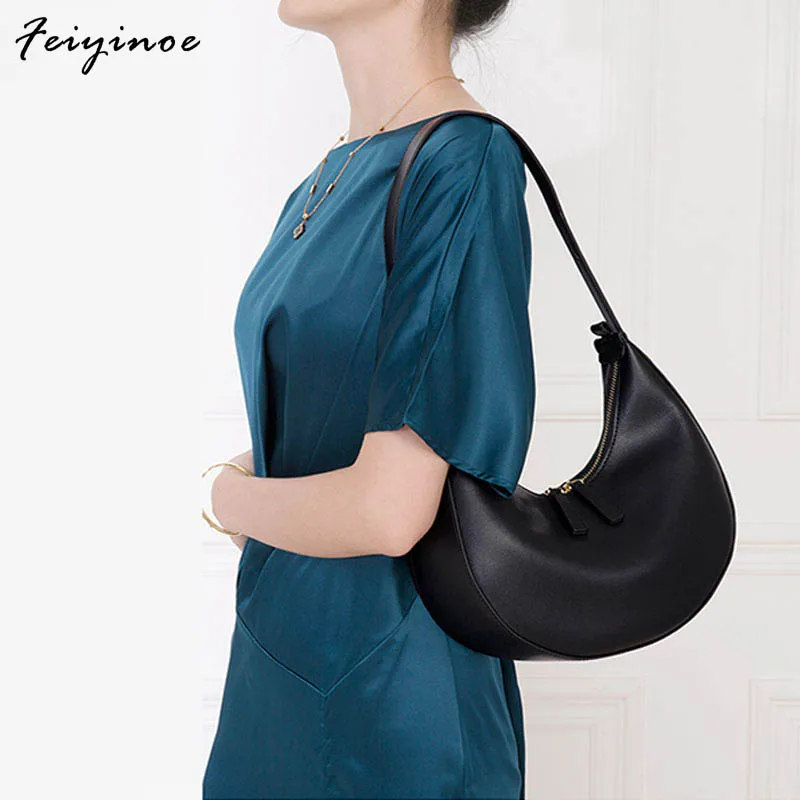 

Limited -only few Original Bag Fashion luxury Genuine Leather Bags ladies Women Handbag First Cow Half Moon Purses 2022