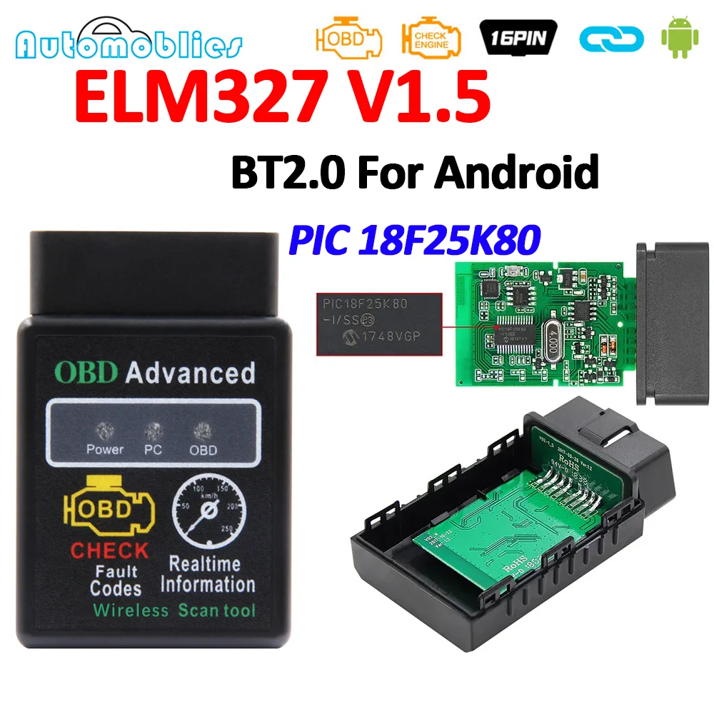 Сканер ELM327 V1.5 OBD2 с Bluetooth для Android автоматический диагностический инструмент