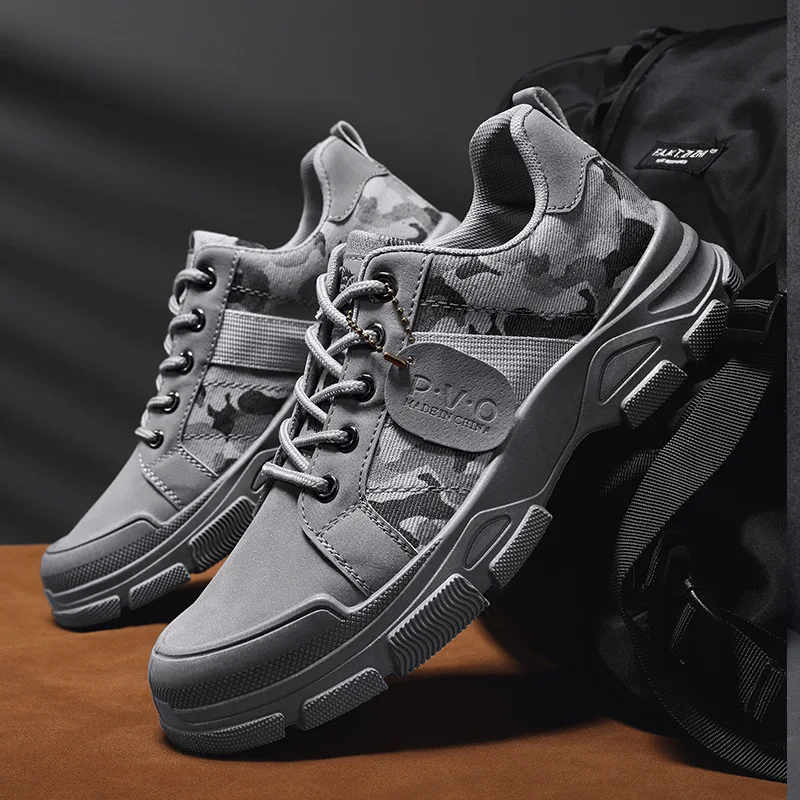 2022 Breathable Lace-up Casual Sneakers Fashion Trendy Camouflage Tooling Men's Shoes Low Top Comfortable Canvas Sports Shoes