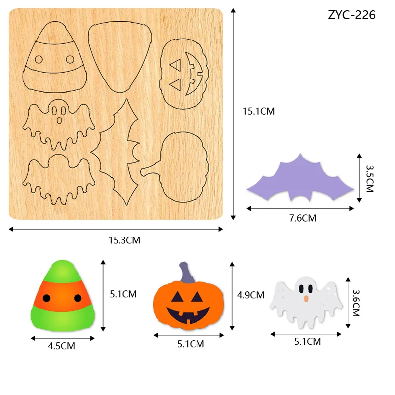 Деревянная форма для резки серии Хэллоуина подходит высечки ZYC-226