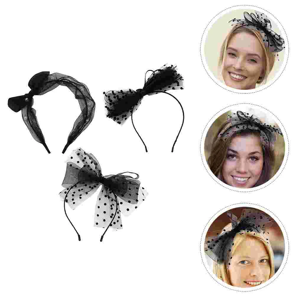 

3Pcs Delicate Knot Headbands Decors Party Knot Hairbands with Lace Decors
