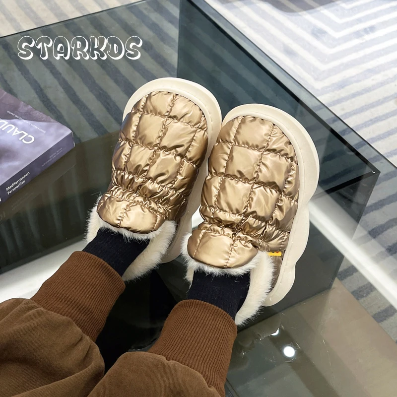 High Top Kids Ankle Slippers Winter Warm Soft  Puff Shoes Boys Girls Fashion Thick Sole Plush Loafers Baby Home Cotton Zapatos